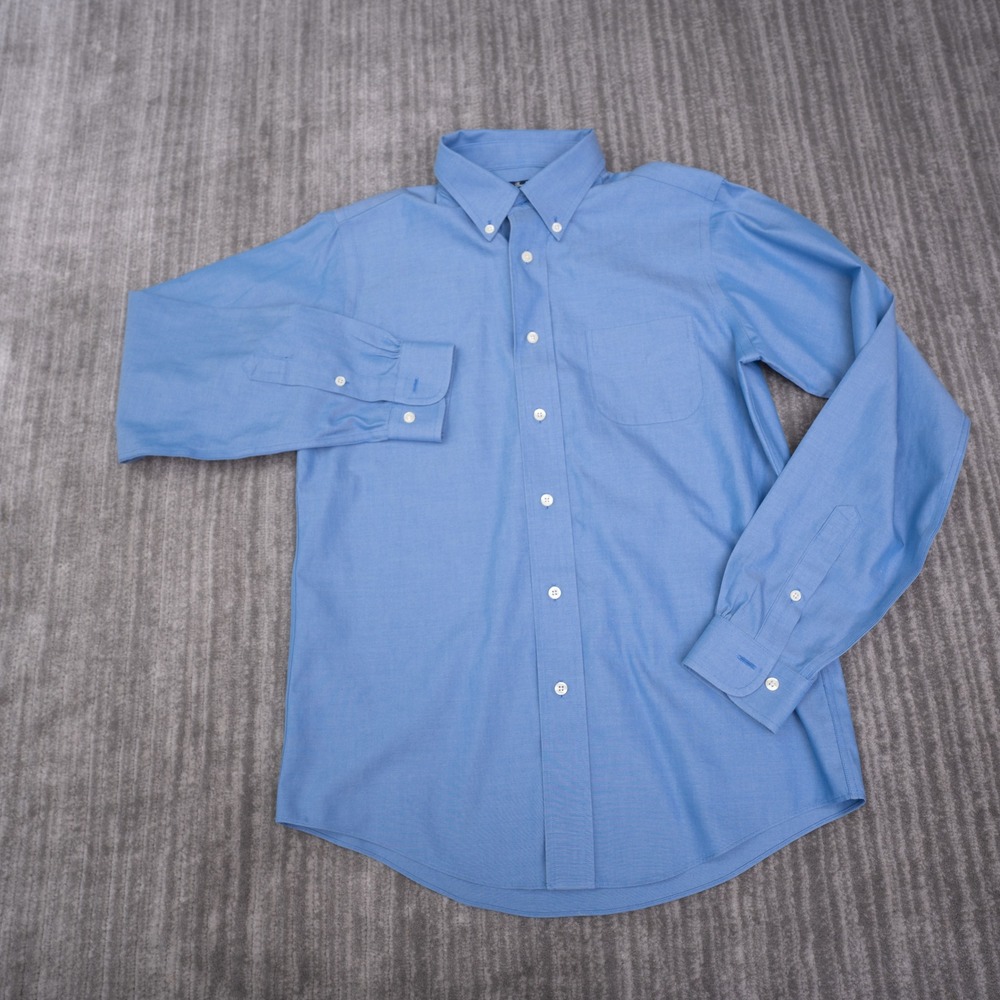 Brooks Brothers Button Up Shirt Mens 16 Blue Excellent Non-Iron Cotton Long Slv